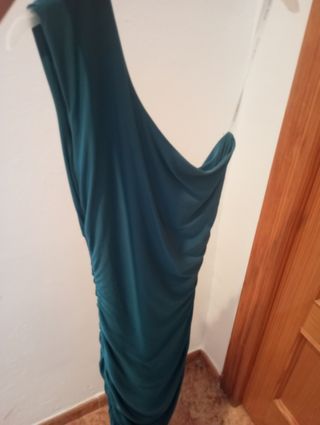 Vestido verde azulado de fiesta