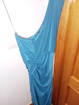 Vestido verde azulado de fiesta