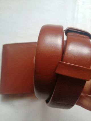 Set cintura e portafoglio pelle marrone