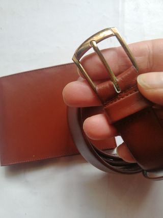 Set cintura e portafoglio pelle marrone