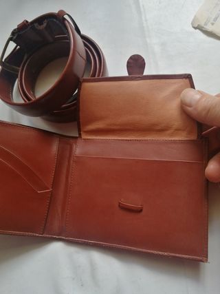 Set cintura e portafoglio pelle marrone