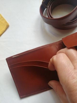Set cintura e portafoglio pelle marrone