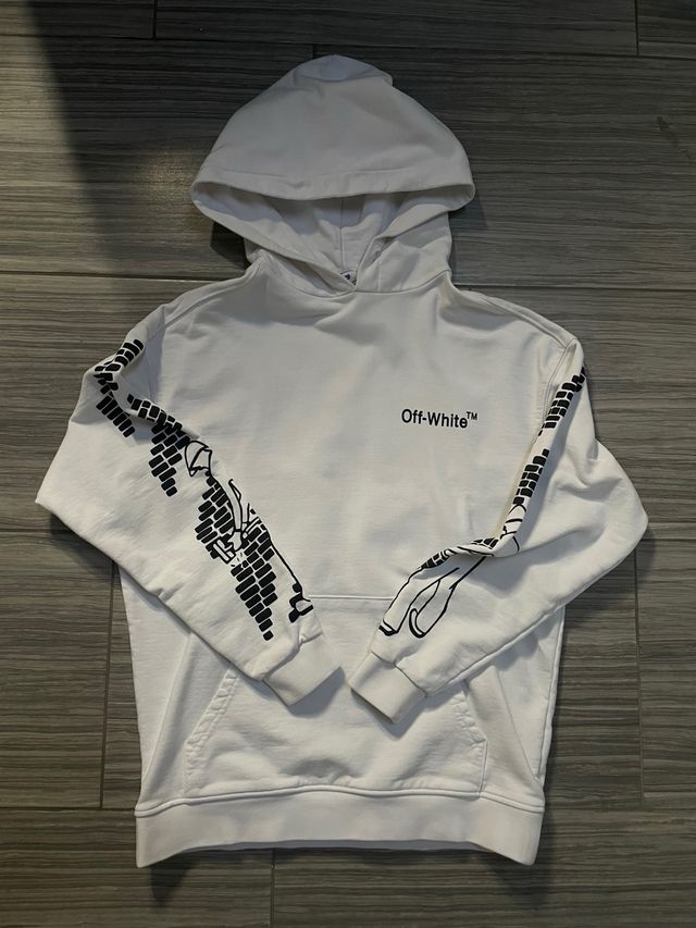 Felpa Off-White Bianca con Grafica Scheletrica