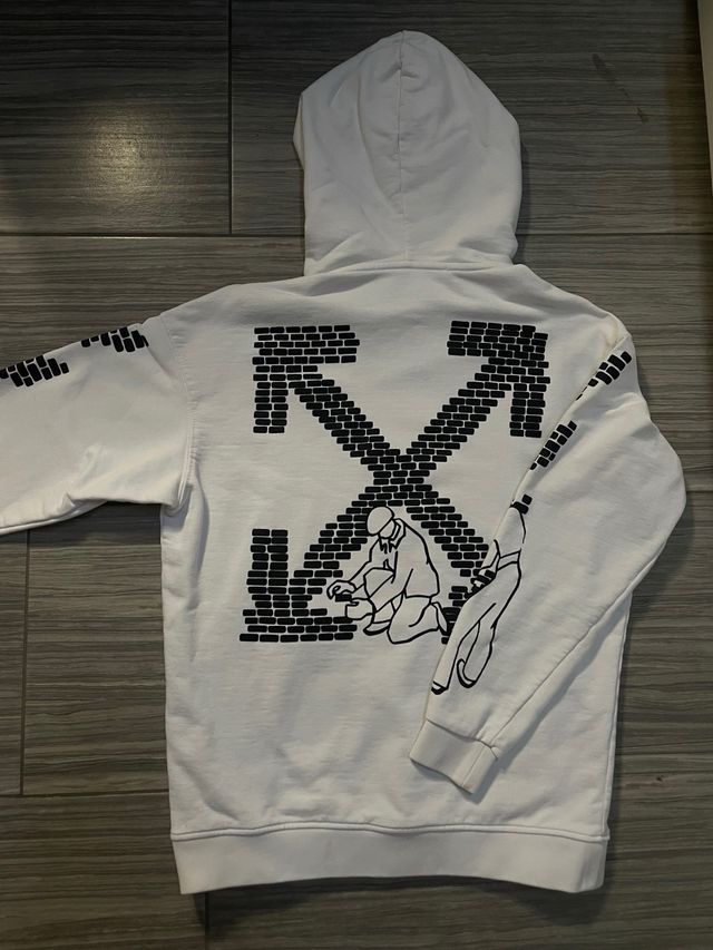 Felpa Off-White Bianca con Grafica Scheletrica