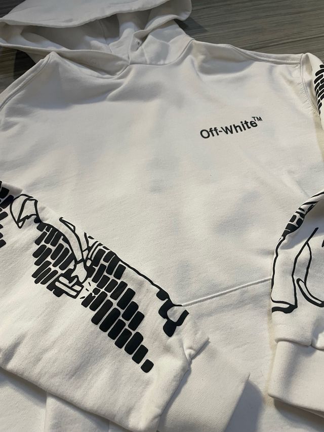 Felpa Off-White Bianca con Grafica Scheletrica