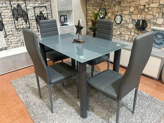 Mesa comedor cristal 4 sillas