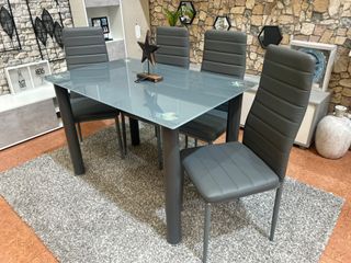 Mesa comedor cristal 4 sillas