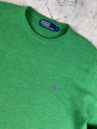 Polo Ralph Lauren Suéter Lana Verde Talla L