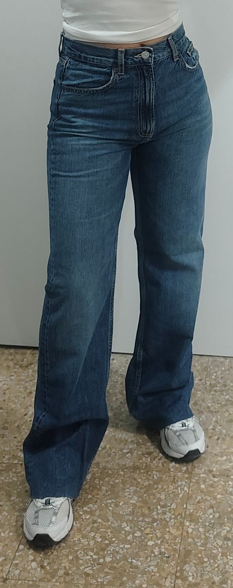 Pantalones Vaqueros Rectos Zara Azul