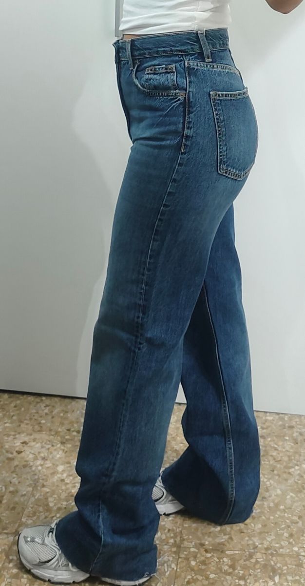 Pantalones Vaqueros Rectos Zara Azul