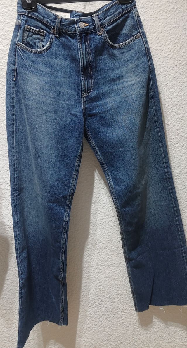 Pantalones Vaqueros Rectos Zara Azul