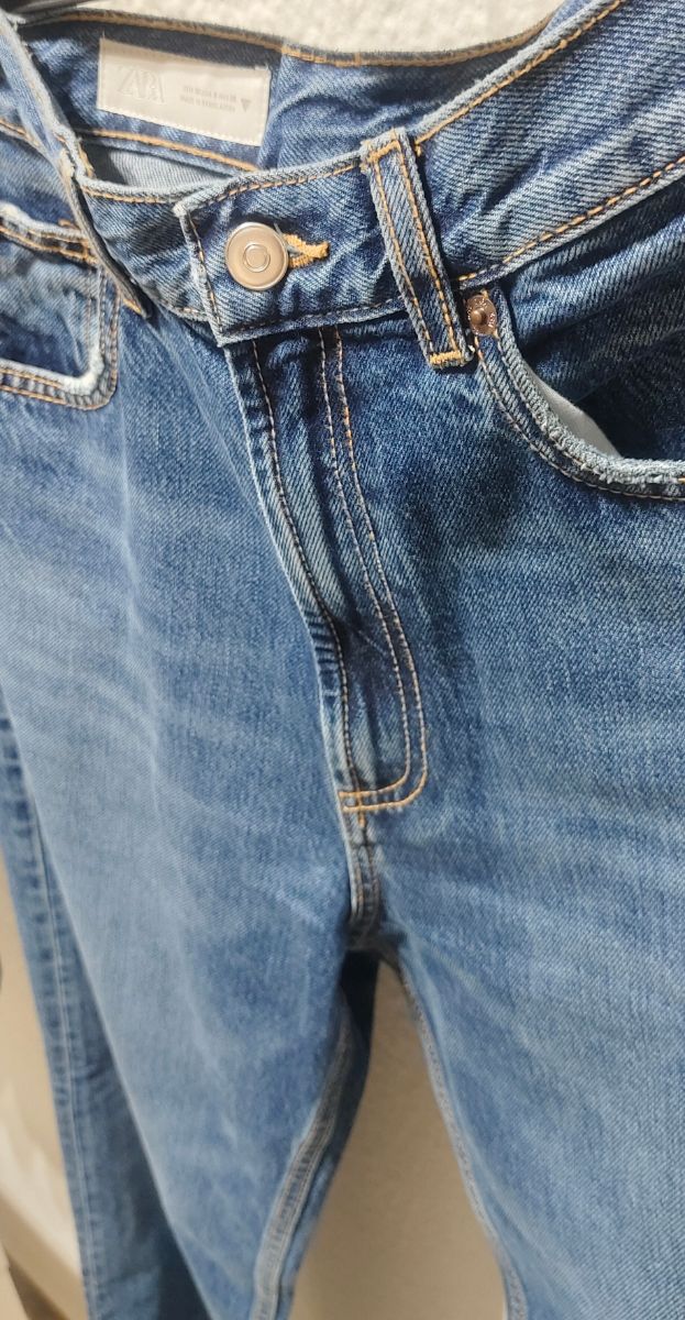 Pantalones Vaqueros Rectos Zara Azul