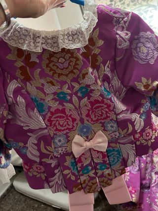 Traje de Fallera Niña Morado y plateado