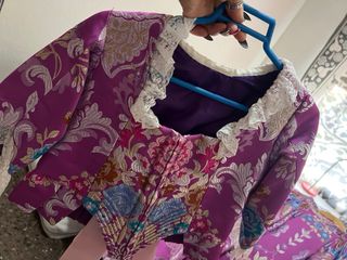 Traje de Fallera Niña Morado y plateado