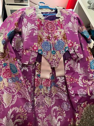 Traje de Fallera Niña Morado y plateado