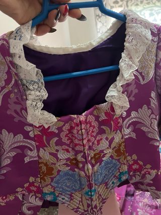 Traje de Fallera Niña Morado y plateado