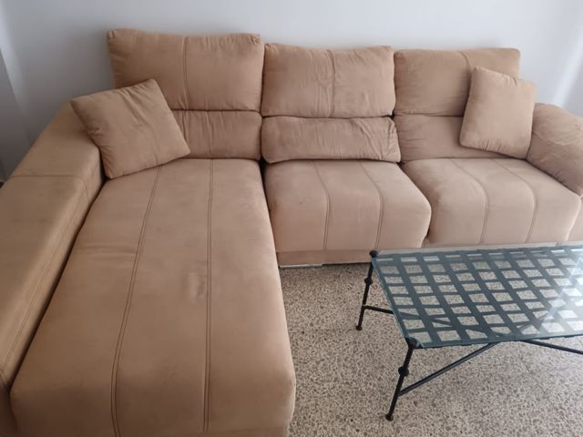 Sofá modular beige de tela