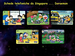 Schede telefoniche Doraemon Singapore rarissime 