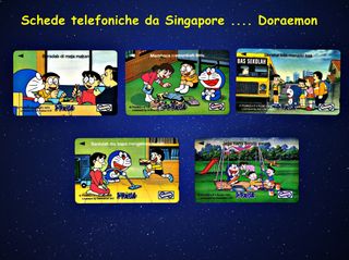 Schede telefoniche Doraemon Singapore rarissime 