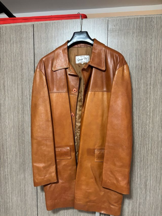 Cappotto in pelle Green Pol marrone/arancio