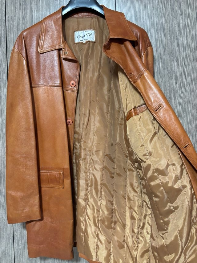 Cappotto in pelle Green Pol marrone/arancio