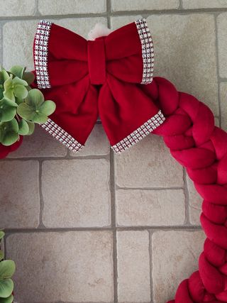 Ghirlanda Natale Velluto Rosso con Fiocco