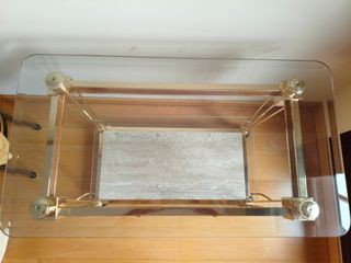 Mesa auxiliar salón cristal y mármol