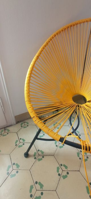 Silla Acapulco Amarilla Base Metálica