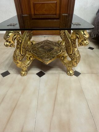 Mesa de rincón cristal dorada