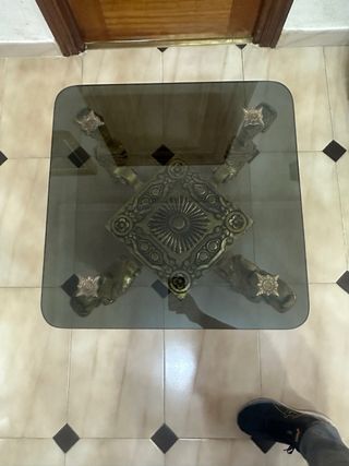 Mesa de rincón cristal dorada