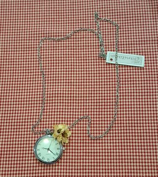 Colgante reloj cadena plata flor