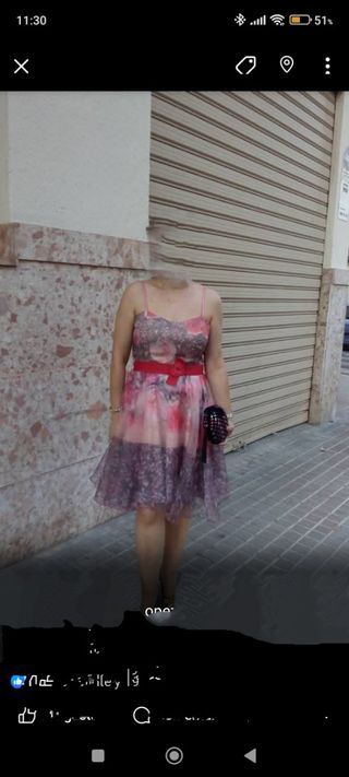 Vestido elegante rosa y morado talla única