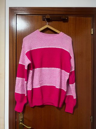 Jersey rosa y blanco rayas