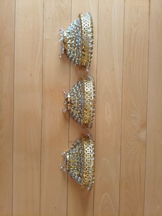 3 Lámparas de pared latón y cristal