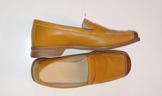 Zapatos mocasines mujer marrones y amarillos