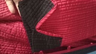 Cappotto a vestaglia rosso e nero indiano come nuovo