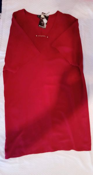 Vestido señora sin mangas color granate