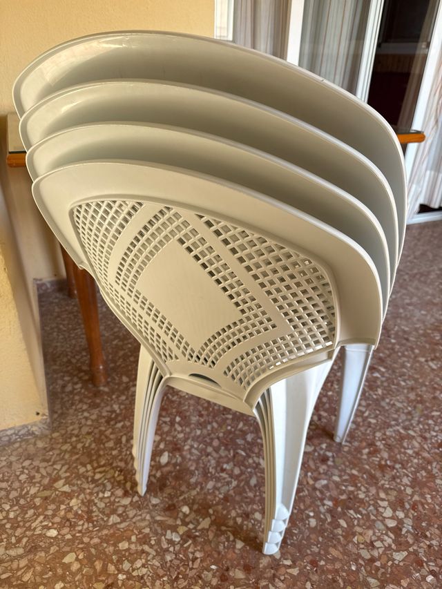 Sillas de plástico apilables blancas 4 unidades