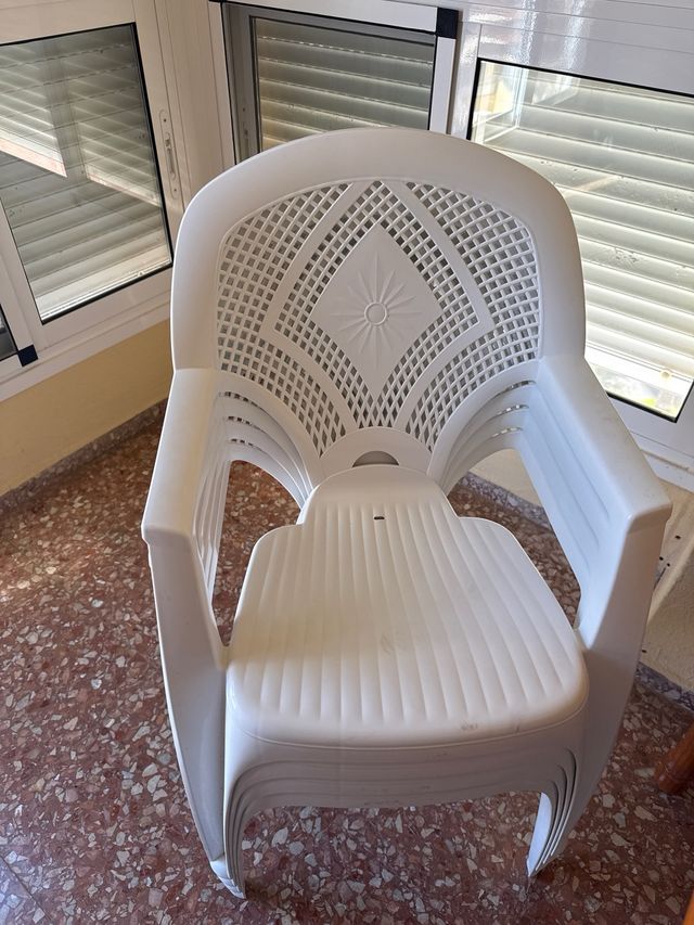 Sillas de plástico apilables blancas 4 unidades