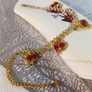 Tobillera cobre metalizado oro y rojo