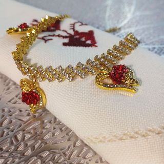 Tobillera cobre metalizado oro y rojo