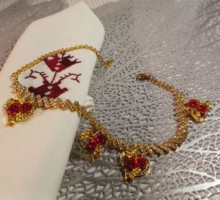 Tobillera cobre metalizado oro y rojo