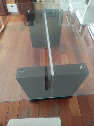 Mesa de comedor cristal y madera