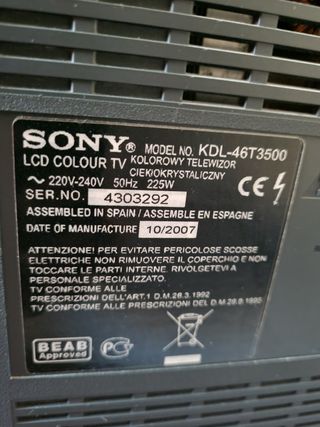 TV Sony Bravia 46 pulgadas Full HD KDL-46T3500