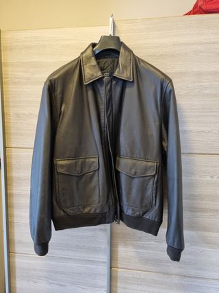 Giacca in pelle GREEN LEAVES nera