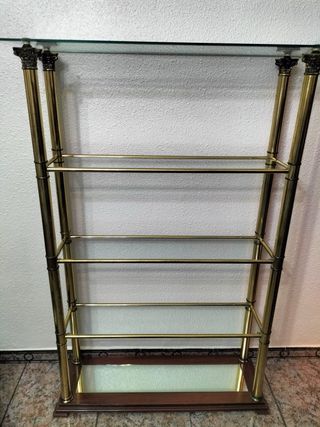 Estantería cristal dorado metal madera