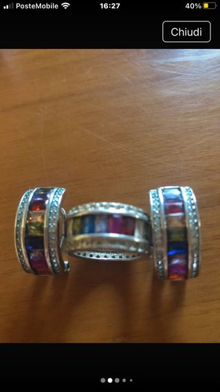Parure anello e orecchini multicolor