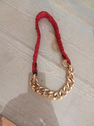 Collar Bimba y Lola Cadena Dorada y Piel Roja