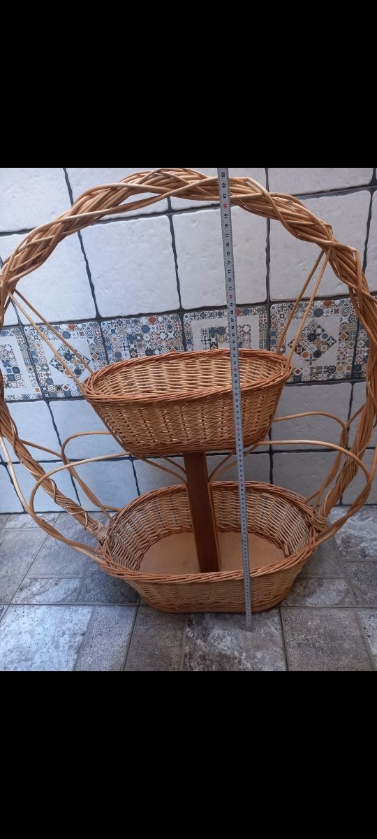 Cesta mimbre 2 niveles para Navidad o plantas