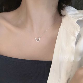 Collar Mariposa con Circonitas Plata En OFERTA